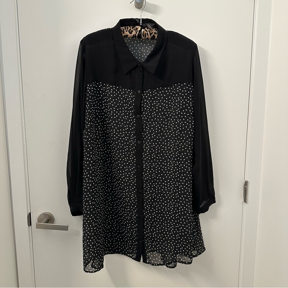 Evans Long Sleeve Color-block Button Down Tunic - Picture 1 of 5